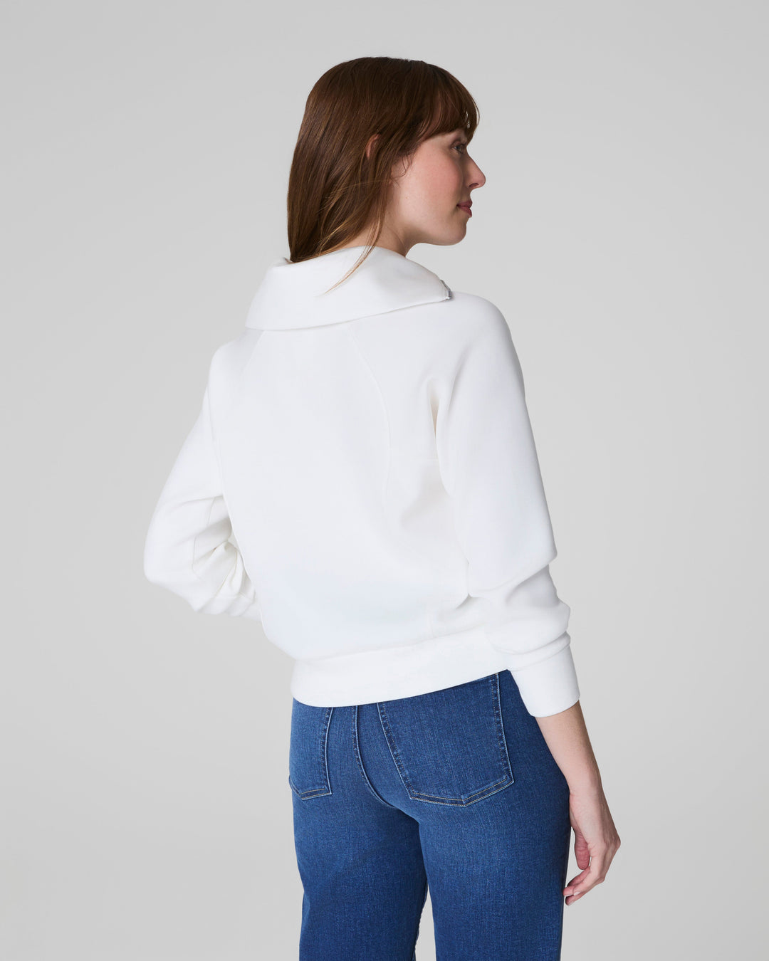 SPANX AIRESSENTIALS HALF ZIP SWEATSHIRT - POWDER