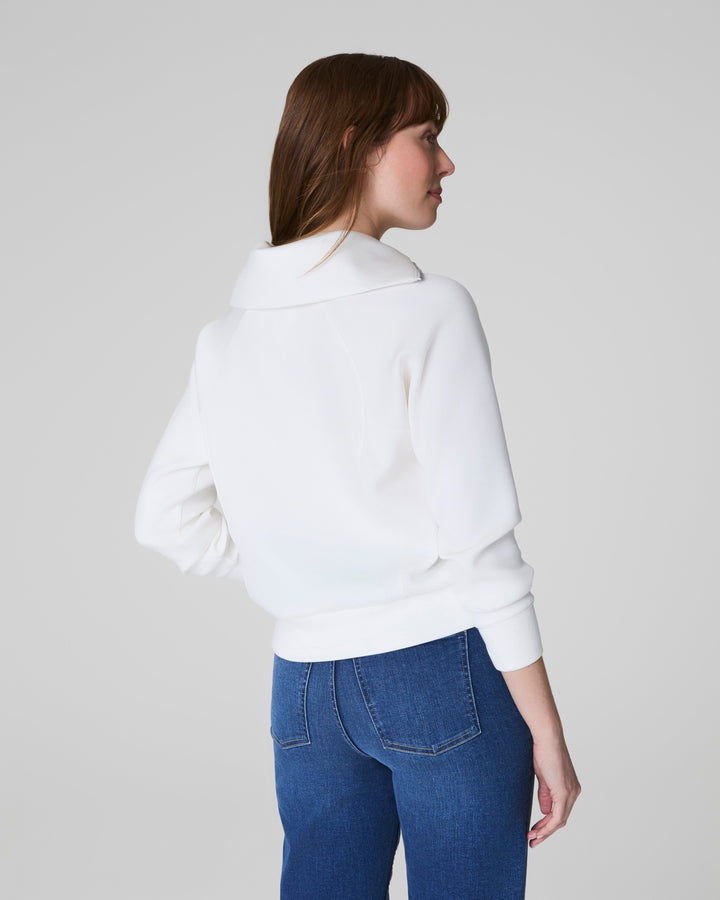 SPANX AIRESSENTIALS HALF ZIP SWEATSHIRT - POWDER