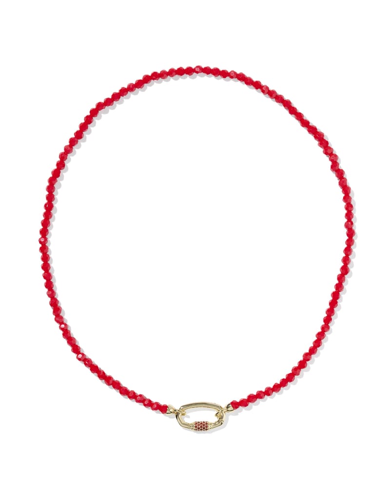 KENDRA SCOTT EMERY BEADED STRAND NECKLACE - GOLD RED GLASS