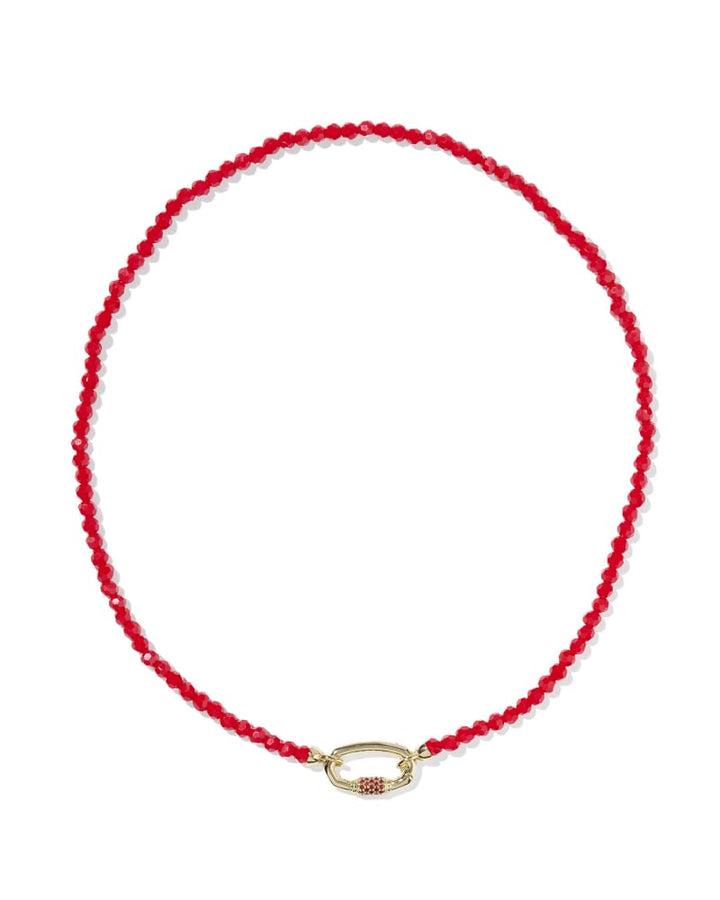 KENDRA SCOTT EMERY BEADED STRAND NECKLACE - GOLD RED GLASS