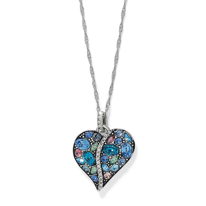Trust Your Journey Heart Necklace - Silver-Blues