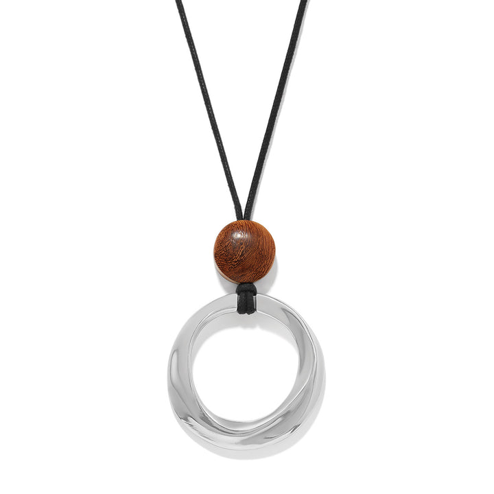 Cascade Rio Wood Ring Necklace - Silver-Black