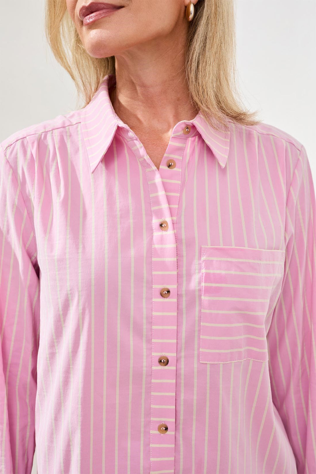 LONG SLEEVE BUTTON FRONT SHIRT - WISTERIA