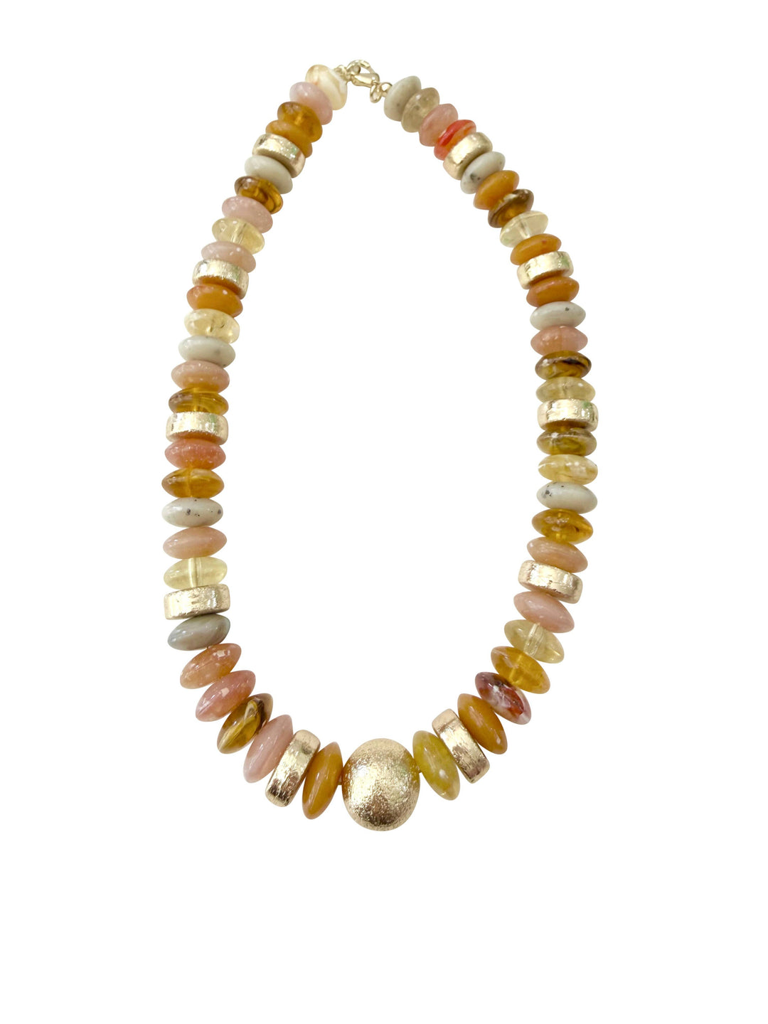TOBIE BEADED DISC NECKLACE - TAN MIX