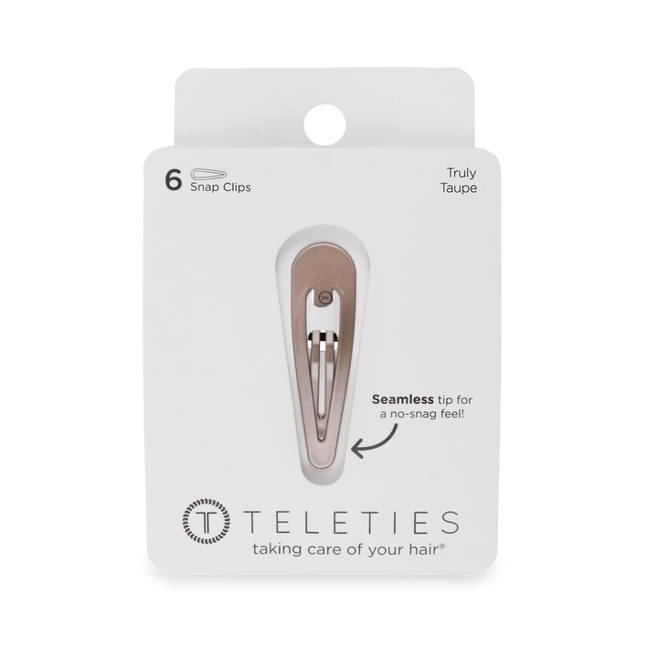 TELETIES 6CT SNAP HAIR CLIPS - TRULY TAUPE
