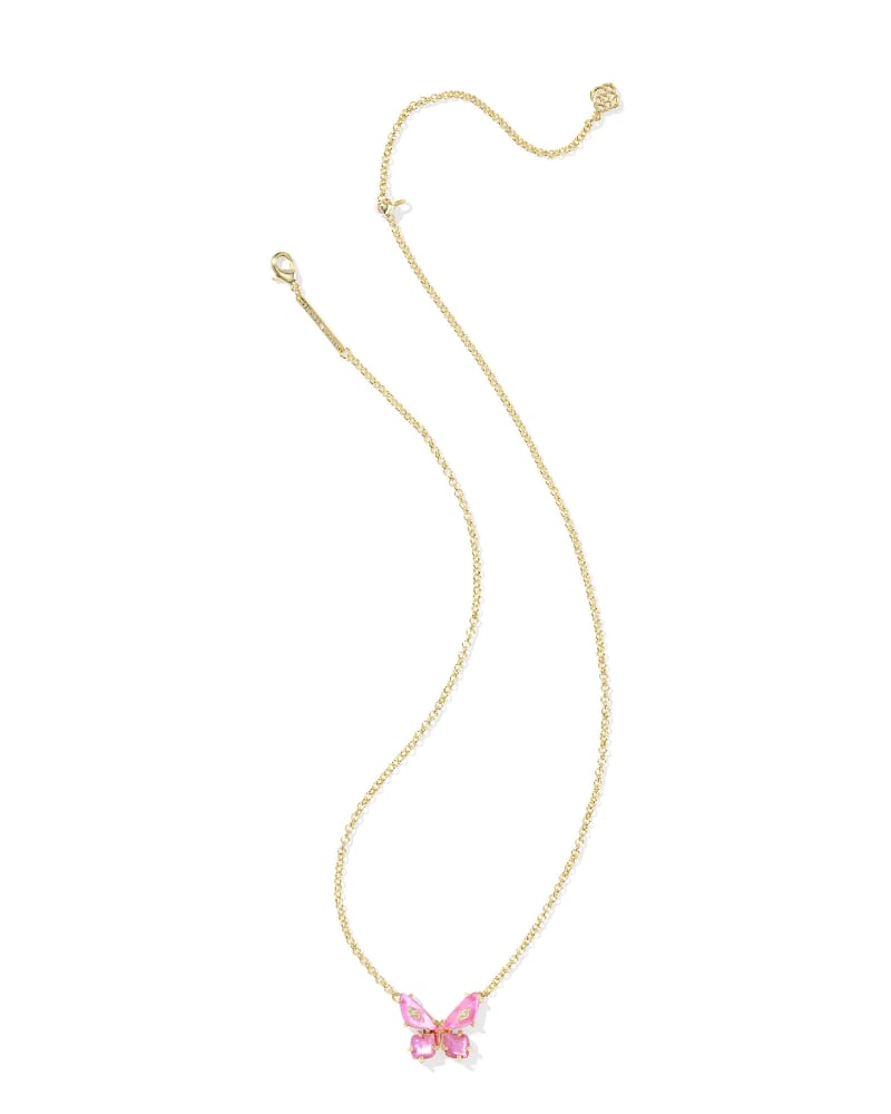 KENDRA SCOTT BIANCA BUTTERFLY SHORT PENDANT NECKLACE - GOLD PINK MIX