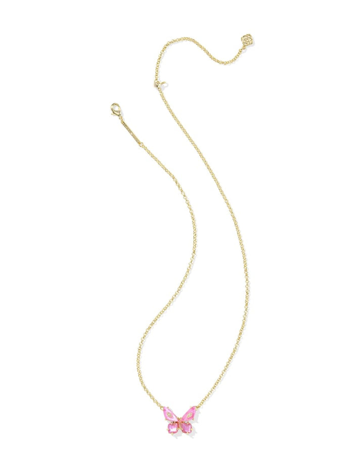 KENDRA SCOTT BIANCA BUTTERFLY SHORT PENDANT NECKLACE - GOLD PINK MIX