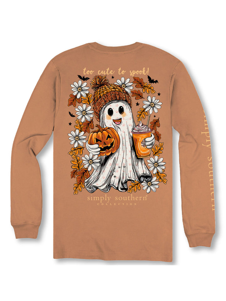 SIMPLY SOUTHERN LONG SLEEVE GHOST TEE - CHESTNUT