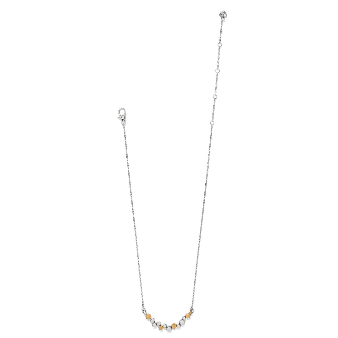 Pebble Edge Crescent Bar Necklace - Silver-Gold