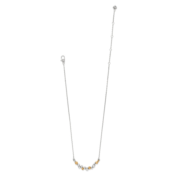 Pebble Edge Crescent Bar Necklace - Silver-Gold
