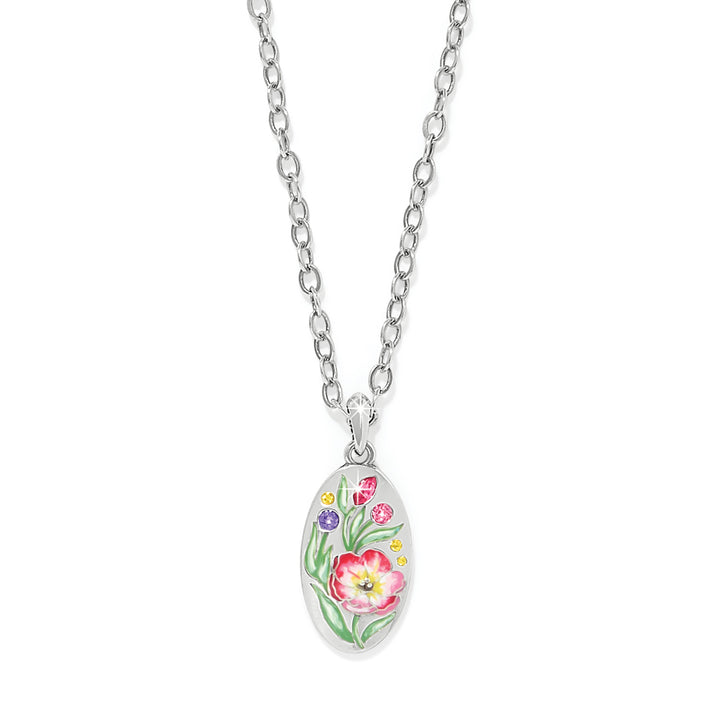 La Tulipe Flower Short Necklace - Silver-Multi