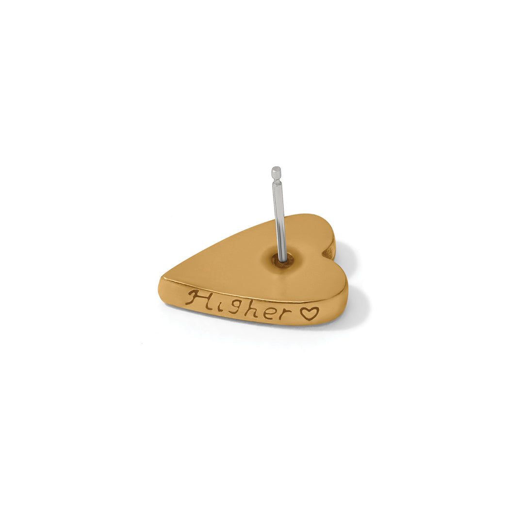 Love Messages Higher Love Heart Post Earrings - Gold