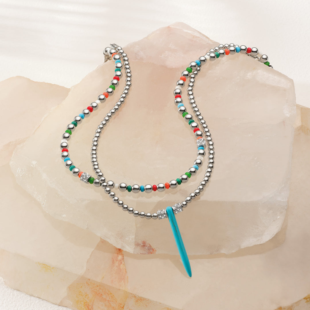 Meridian Petite Multi Necklace - Silver-Multi