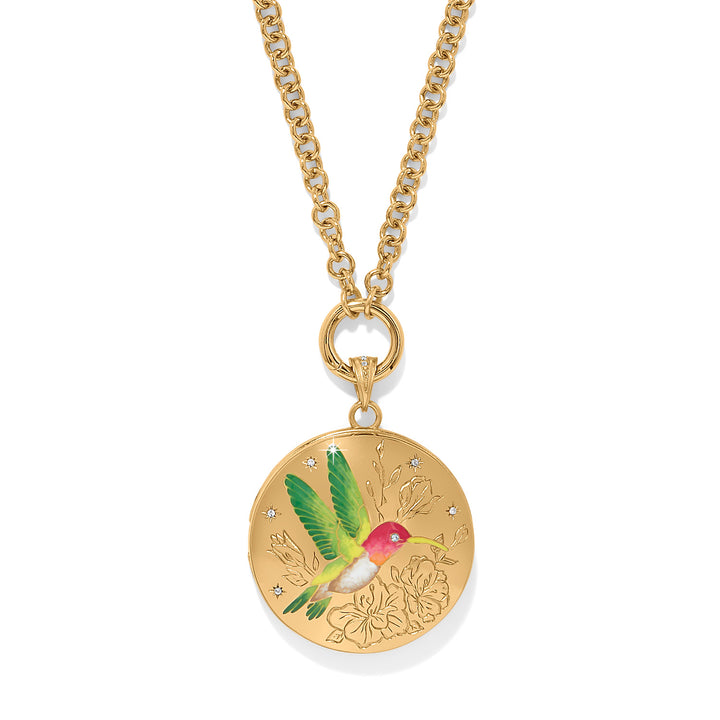 Reverie Hummingbird Locket Necklace - Gold/Multi