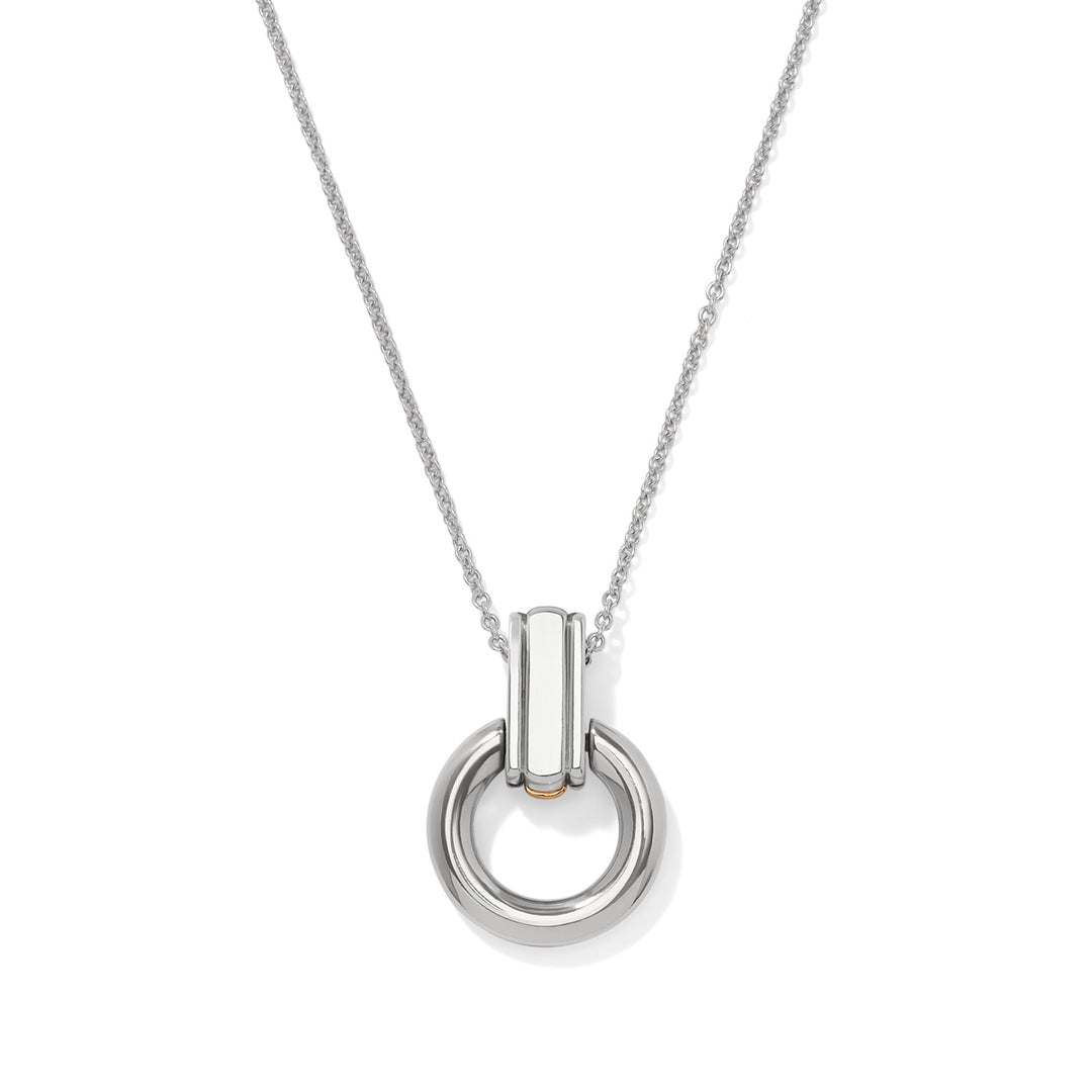 Mosaic Two Tone Link Ring Necklace - Silver-Gold