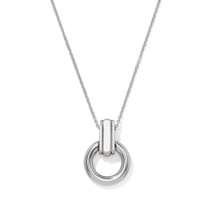 Mosaic Two Tone Link Ring Necklace - Silver-Gold