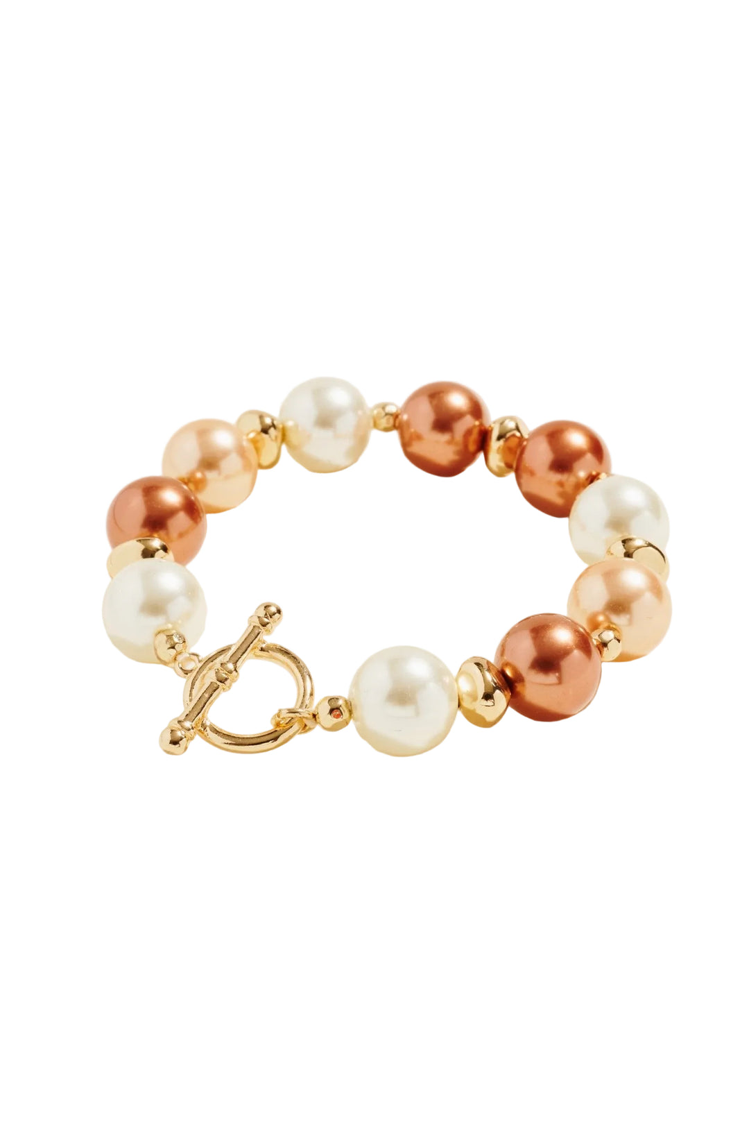 7.25" GRADATION COLOR BEAD BRACELET - NATURAL