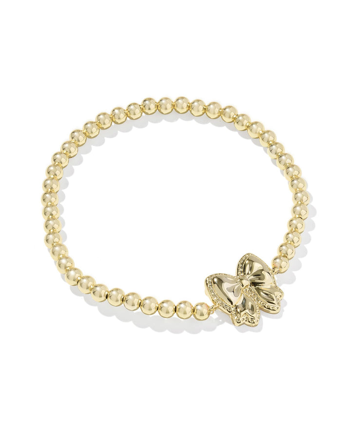 KENDRA SCOTT HALEY BOW STRETCH BRACELET - GOLD BLUSH IVORY MOP