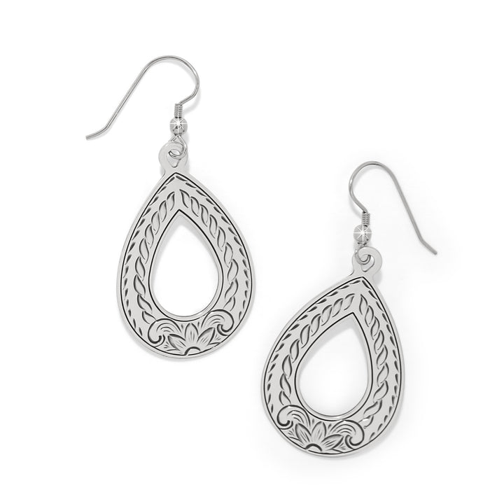 Mosaic Open Teardrop French Wire Earrings - Silver