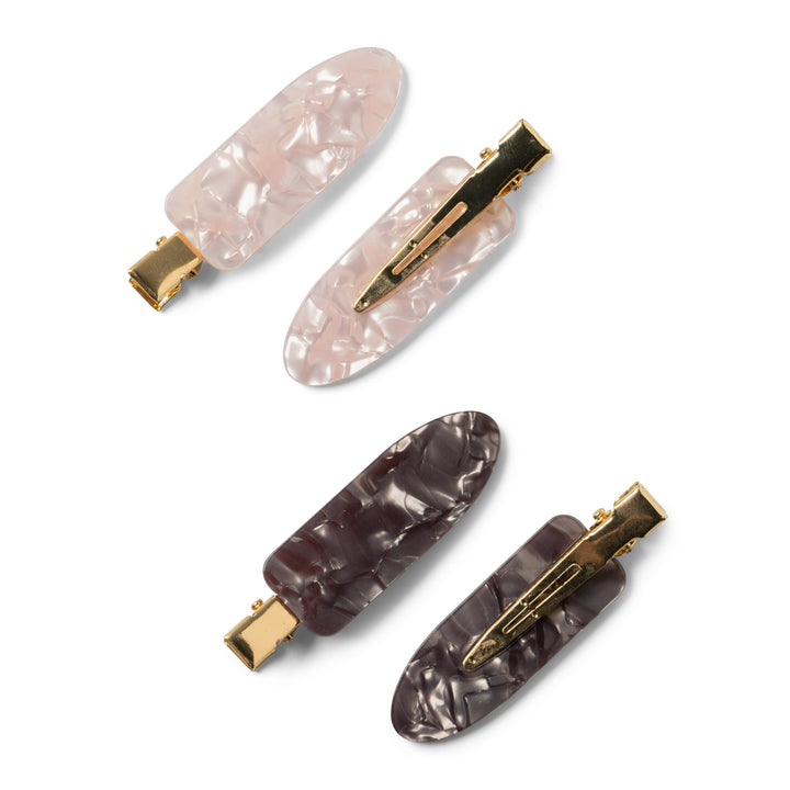 CRUSH CREASELESS HAIR CLIPS - PINK/BROWN