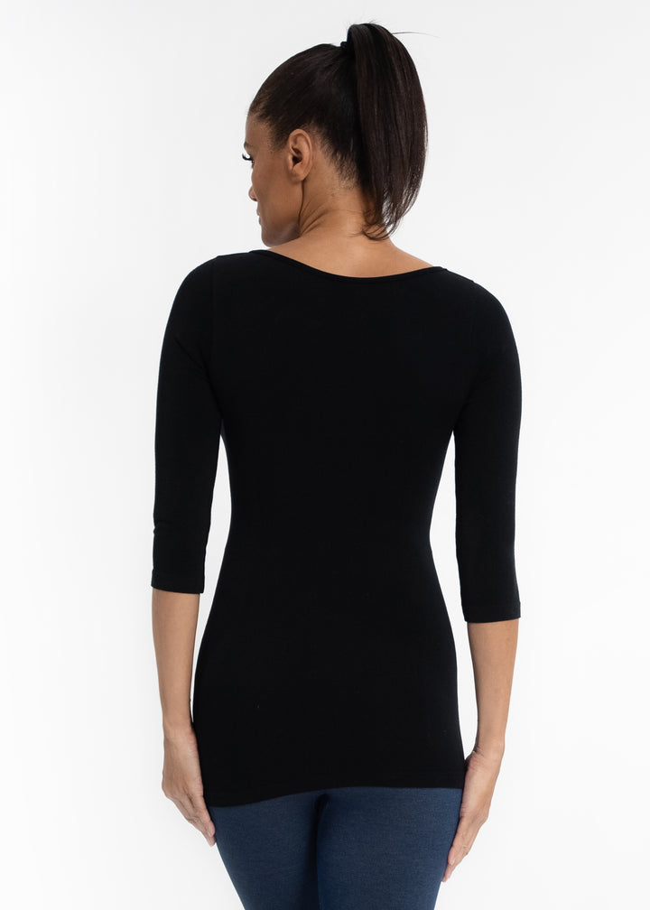 ELIETIAN 3/4 SLEEVE REVERSIBLE TOP - O/S - BLACK