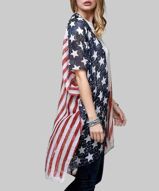 SHEER PATRIOTIC SHAWL - RWB - ONE SIZE