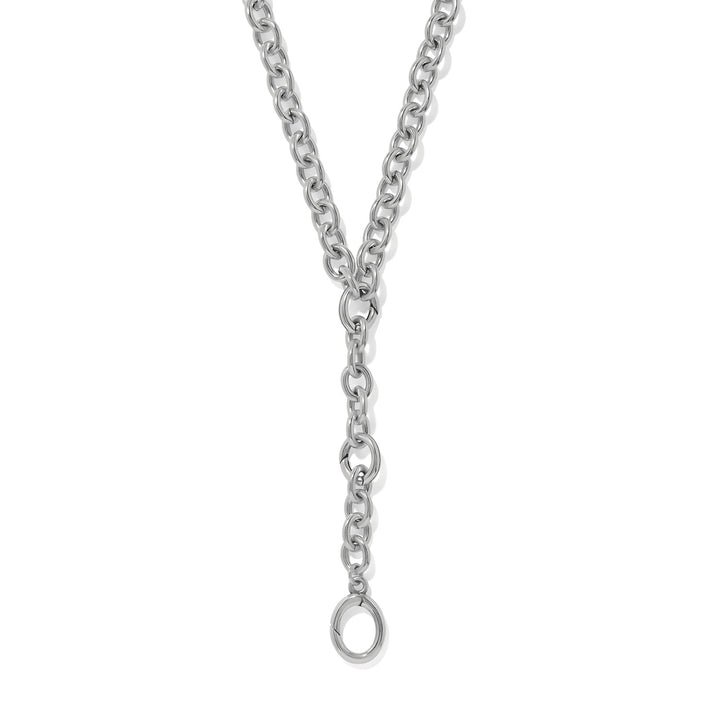 Luxe Y Shape Open Charm Ring Necklace -Silver