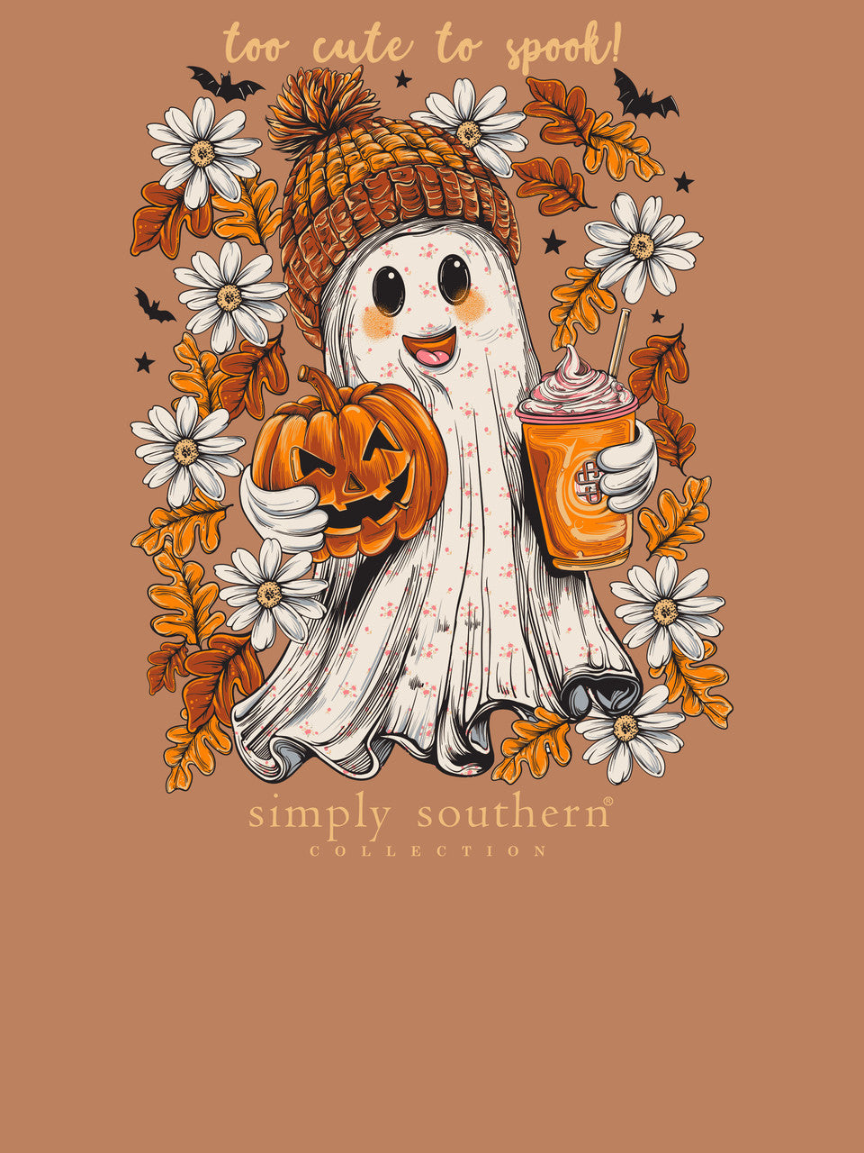 SIMPLY SOUTHERN LONG SLEEVE GHOST TEE - CHESTNUT