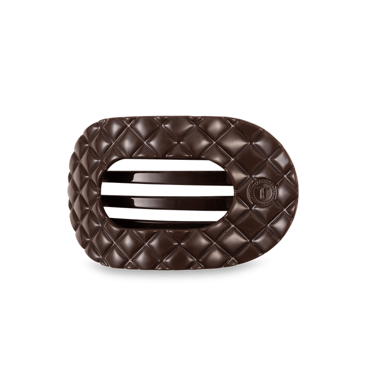 TELETIES MEDIUM FLAT ROUND HAIR CLIP - TRULY TAUPE QUILTED