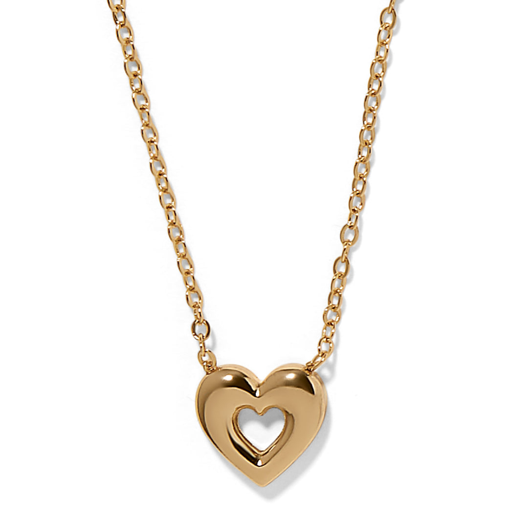 Enchanting Gem Heart Necklace - Gold