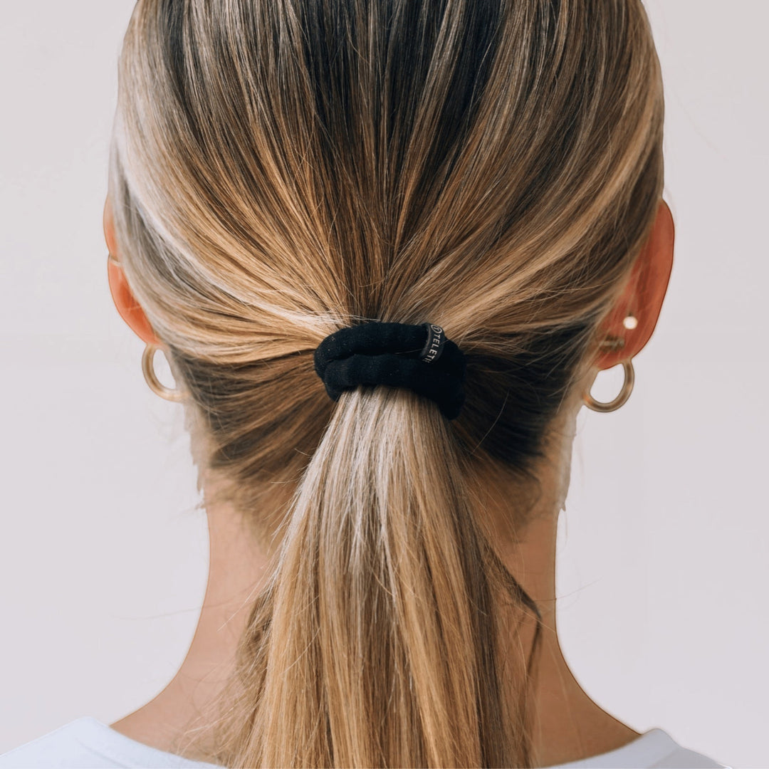 TELETIES SMALL NYLON HAIR TIES S/3 - JET BLACK