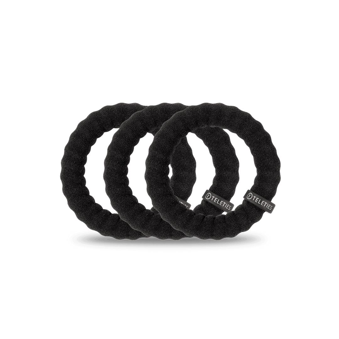 TELETIES LARGE NYLON HAIR TIES S/3 - JET BLACK
