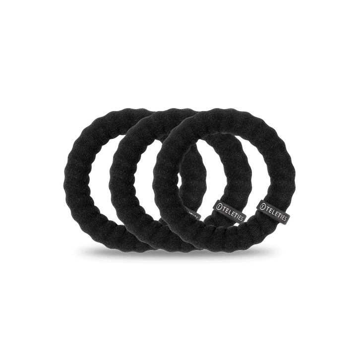 TELETIES LARGE NYLON HAIR TIES S/3 - JET BLACK