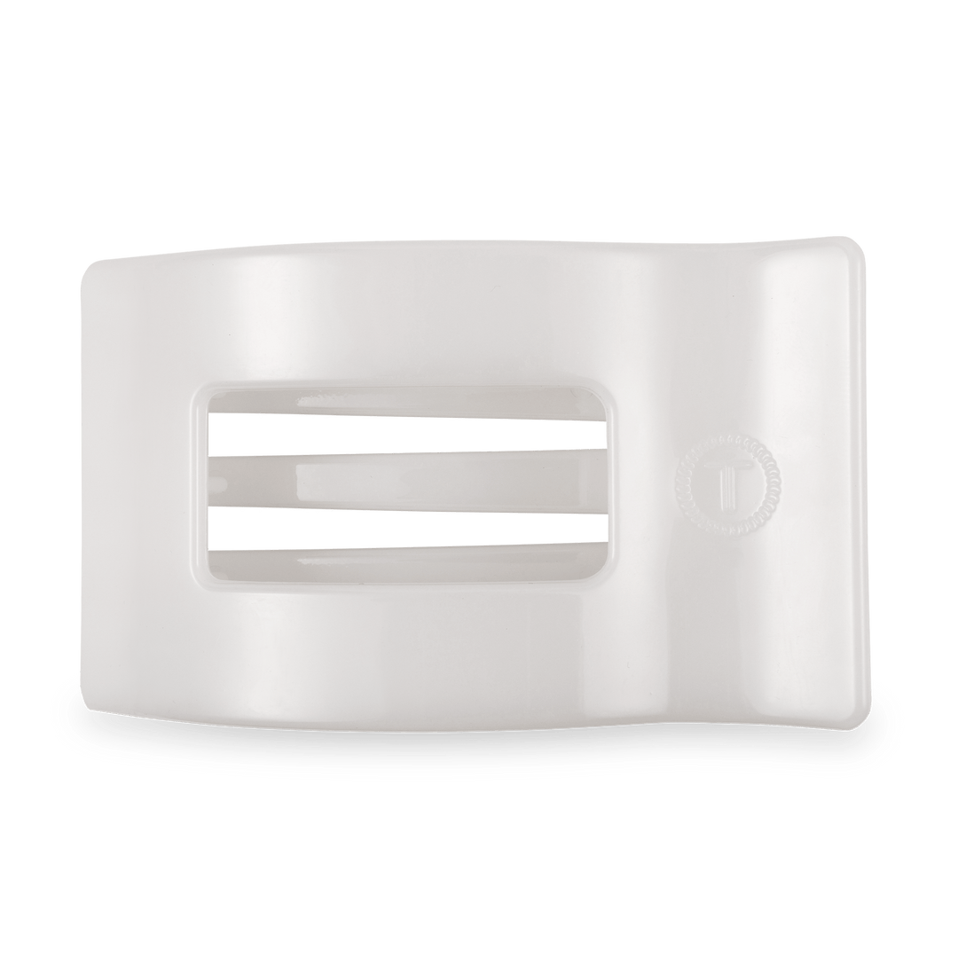 TELETIES LARGE FLAT RECTANGLE HAIR CLIP - COCONUT WHITE