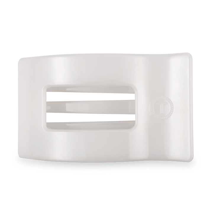 TELETIES LARGE FLAT RECTANGLE HAIR CLIP - COCONUT WHITE
