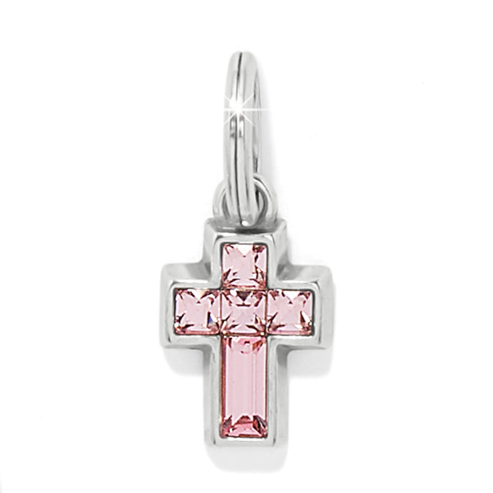 Light Rose Cross Charm - Gold-Light Rose