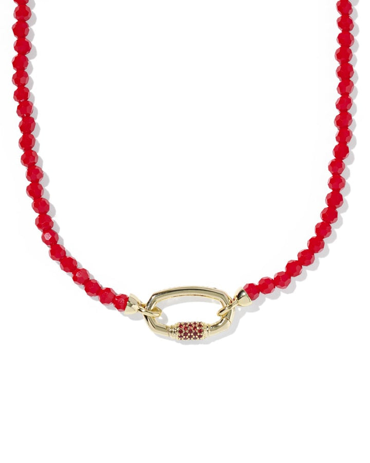 KENDRA SCOTT EMERY BEADED STRAND NECKLACE - GOLD RED GLASS