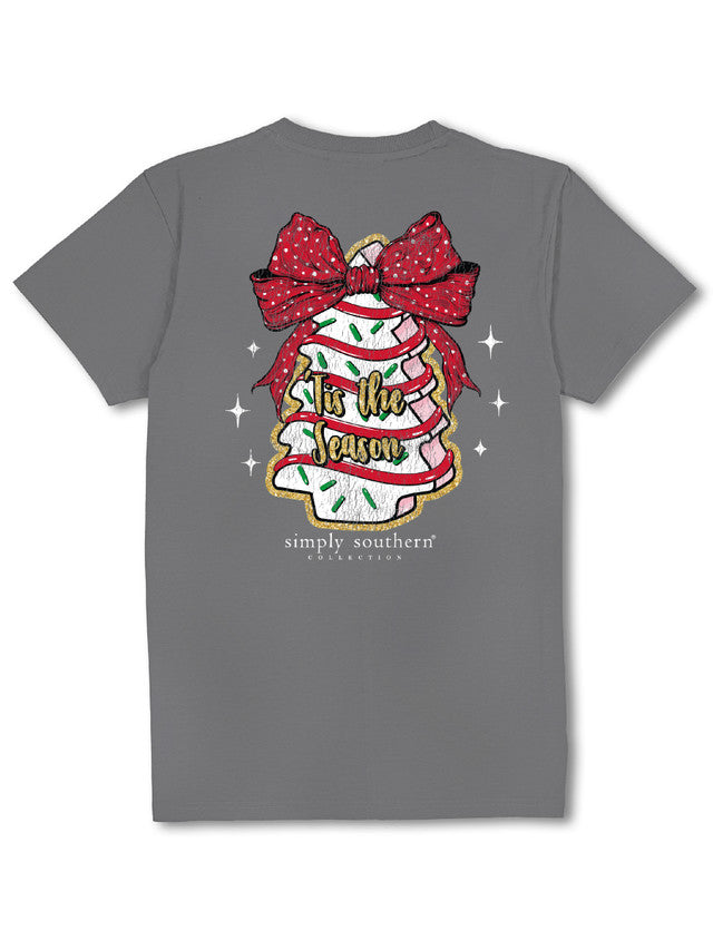 SIMPLY SOUTHERN SHORT SLEEVE 'TIS THE SEASON' CAKE TEE - WASHED COAL