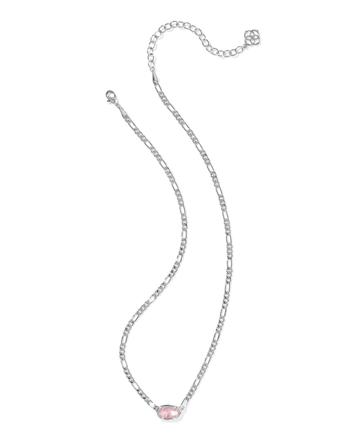 KENDRA SCOTT ELISA FIGARO CHAIN SHORT PENDANT NECKLACE - SILVER PINK IRIDESCENT MOP