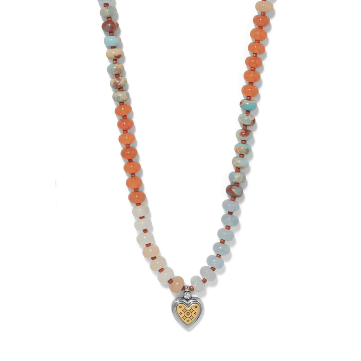 Mosaic Two Tone Heart Beaded Necklace - Silver-Gold