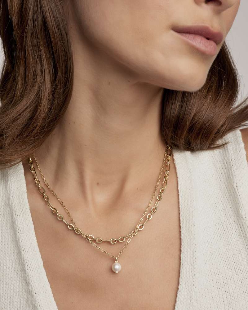 KENDRA SCOTT ASHTON MUTLI STRAND NECKLACE - GOLD FRESHWATER CULTURED PEARL