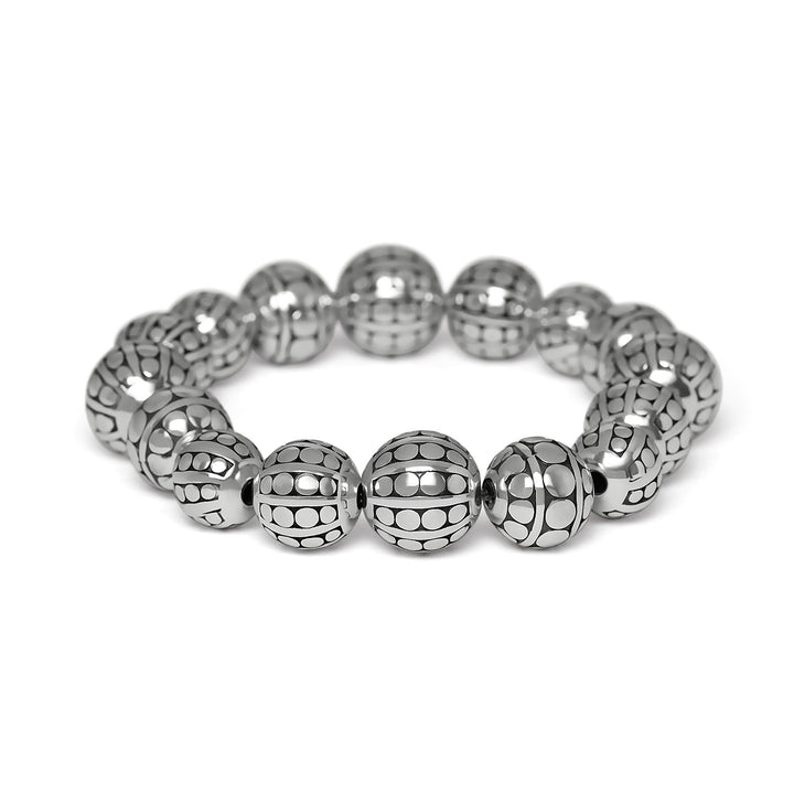Pebble Dot Bola Stretch Bracelet -Silver