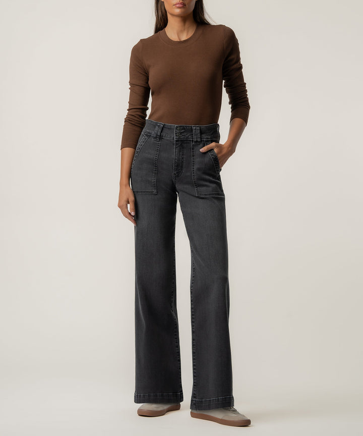 JODI HIGH RISE STRAIGHT LEG PORKCHOP FRONT POCKETS - INNOCENTLY - 31.75" INSEAM