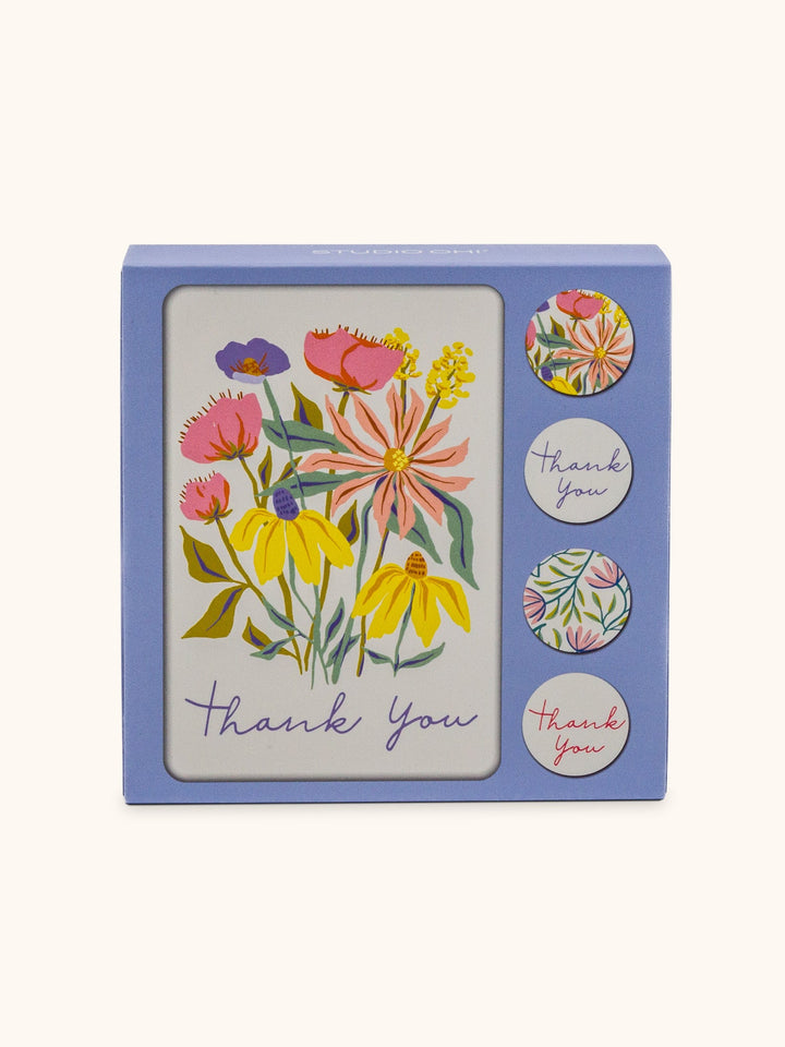 ASSORTED NOTE CARD SET W/STICKERS - SPRINGTIME BLOOMS