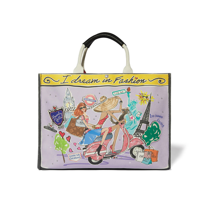Fashionista Wanderlust Large Cavas Tote - Multi