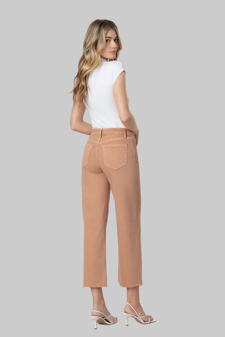 VERVET HIGH RISE CROP WIDE LEG PANTS - 26.5" INSEAM - MOCHA