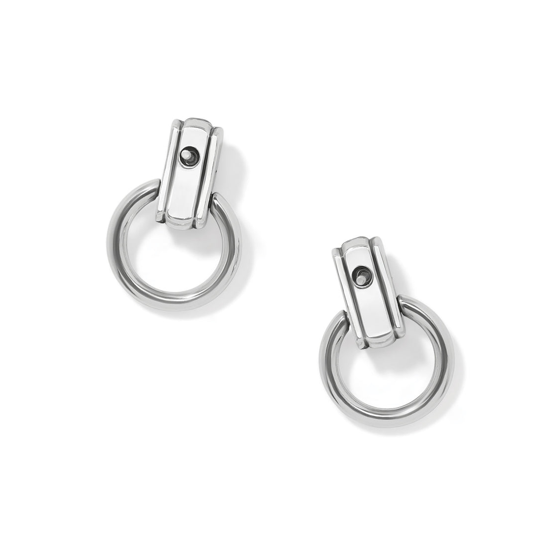 Mosaic Two Tone Mini Post Drop Earrings - Silver-Gold