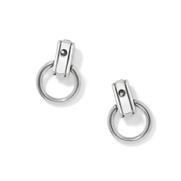 Mosaic Two Tone Mini Post Drop Earrings - Silver-Gold