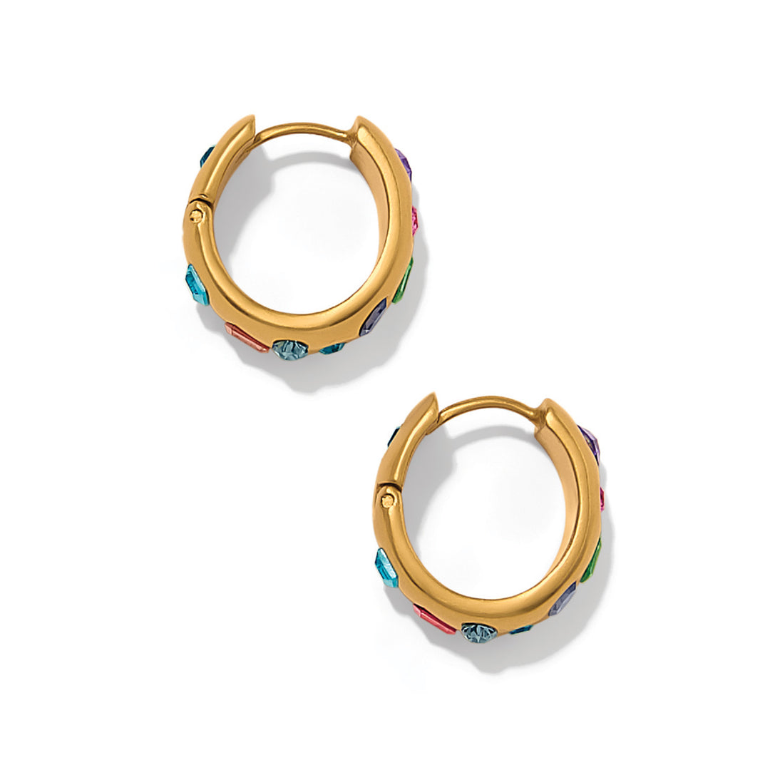 Love Messages B Radiant Bright Hoop Earrings - Gold-Multi