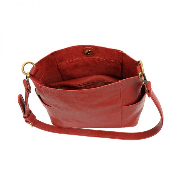 KAYLEIGH SIDE POCKET BUCKET BAG - RED